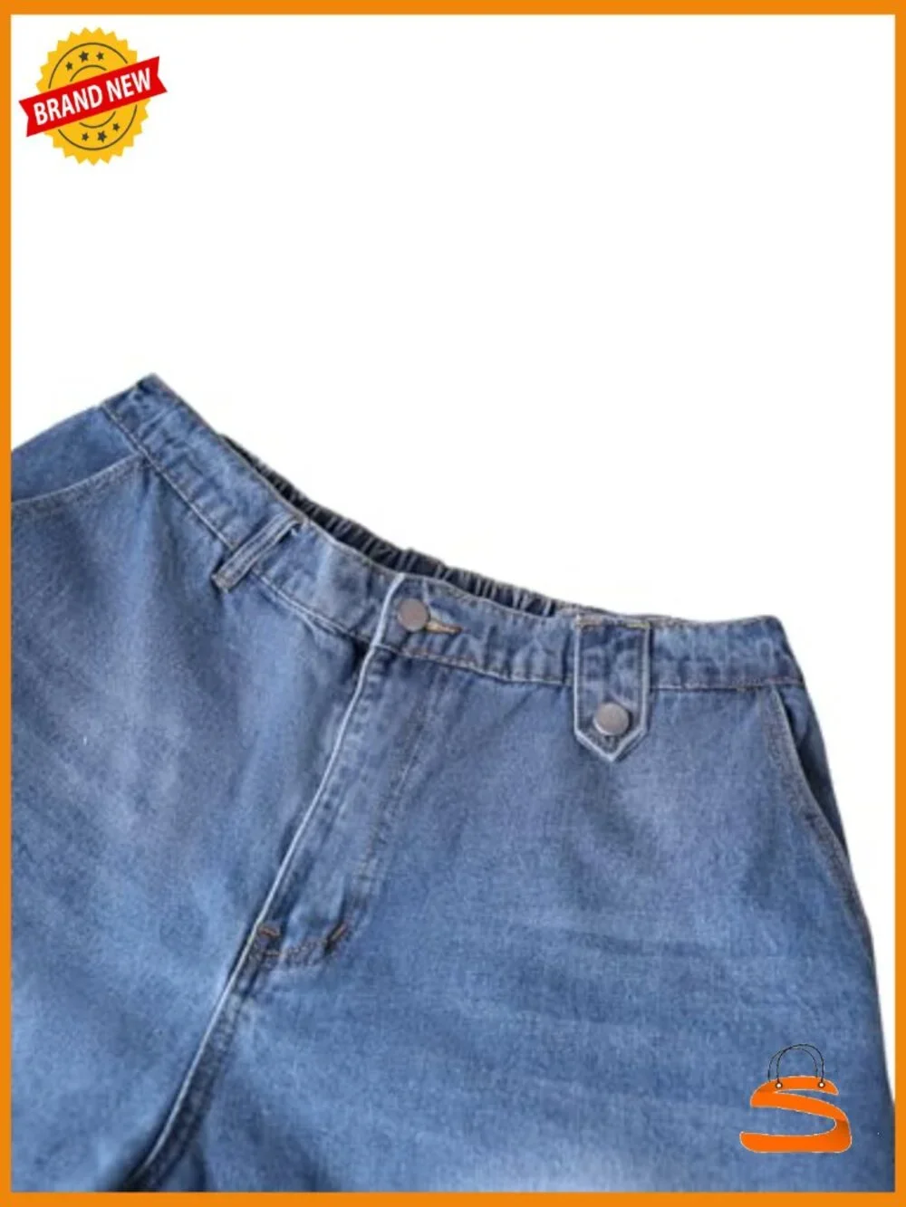 Women Plus Size Denim Bermuda Shorts High Waisted Baggy Knee Length Jorts